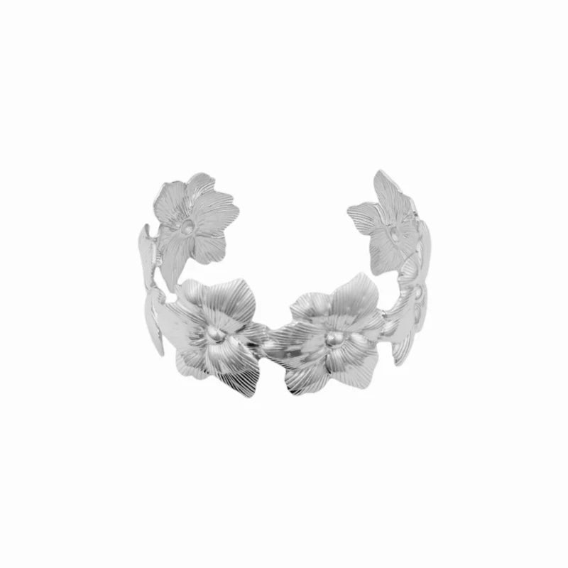 Flower bangle silver