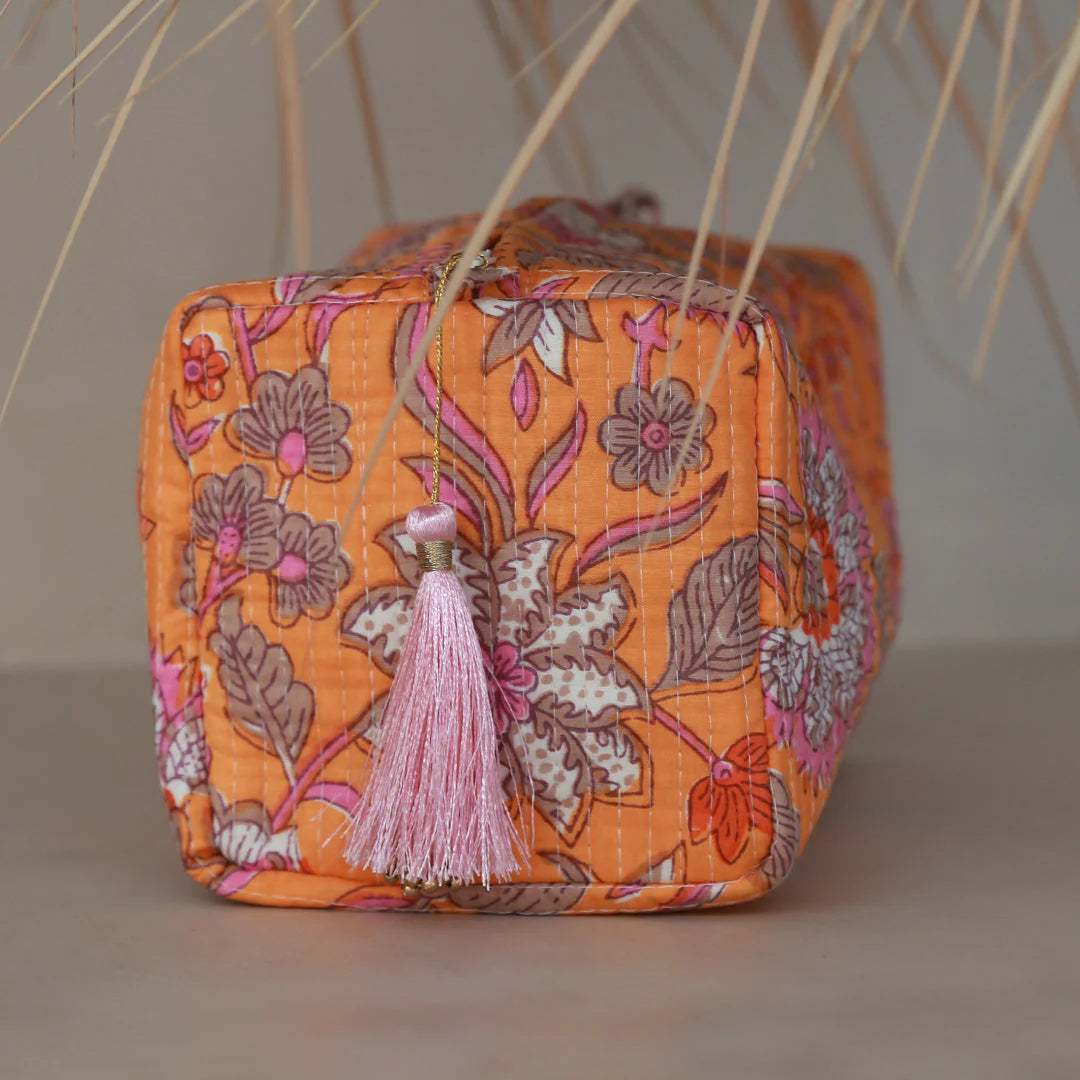 Flower toiletry bag orange