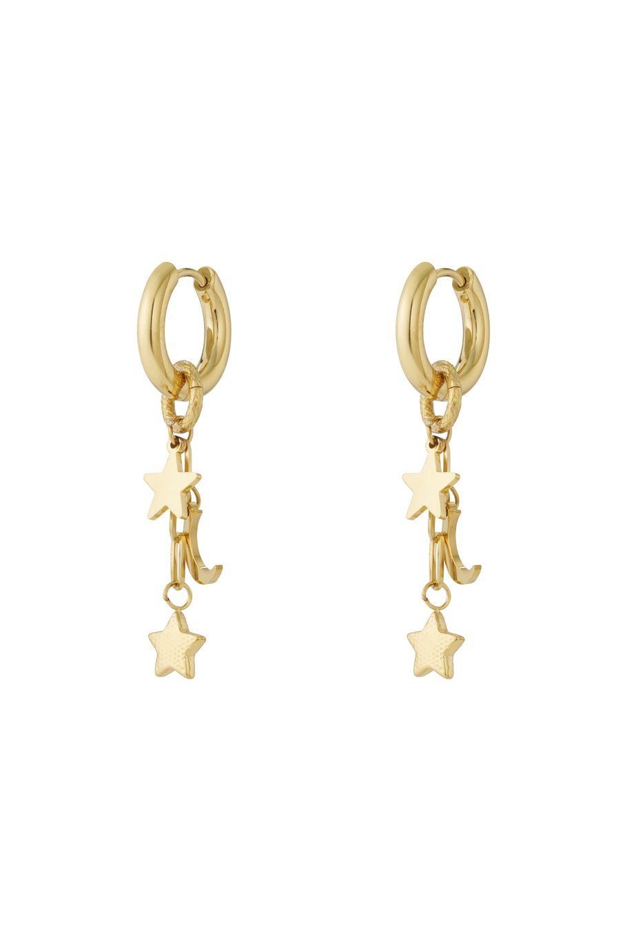 Hanging moon & star earring gold