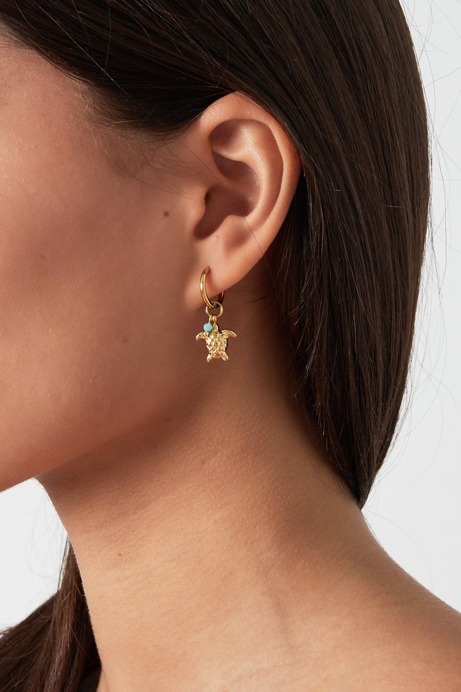 Happy turtle earring gold