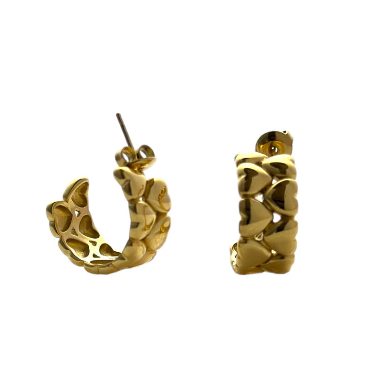 Hearts dangle earrings gold