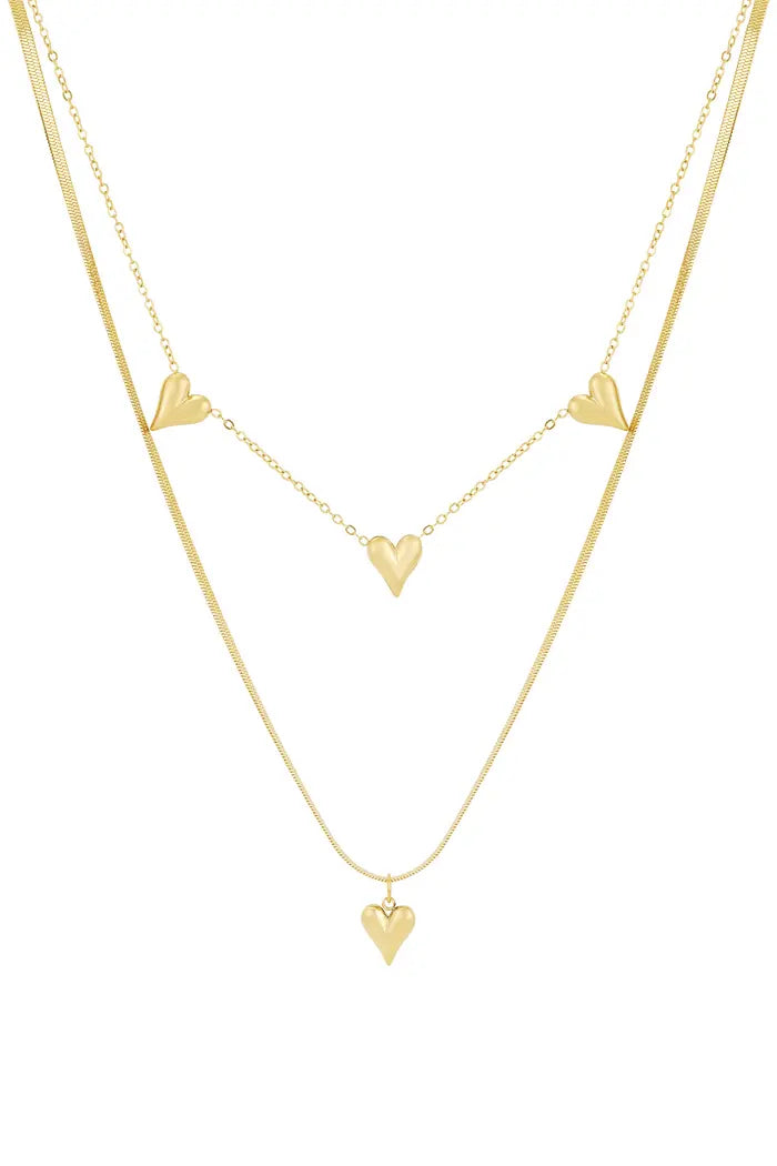Heart to heart necklace gold