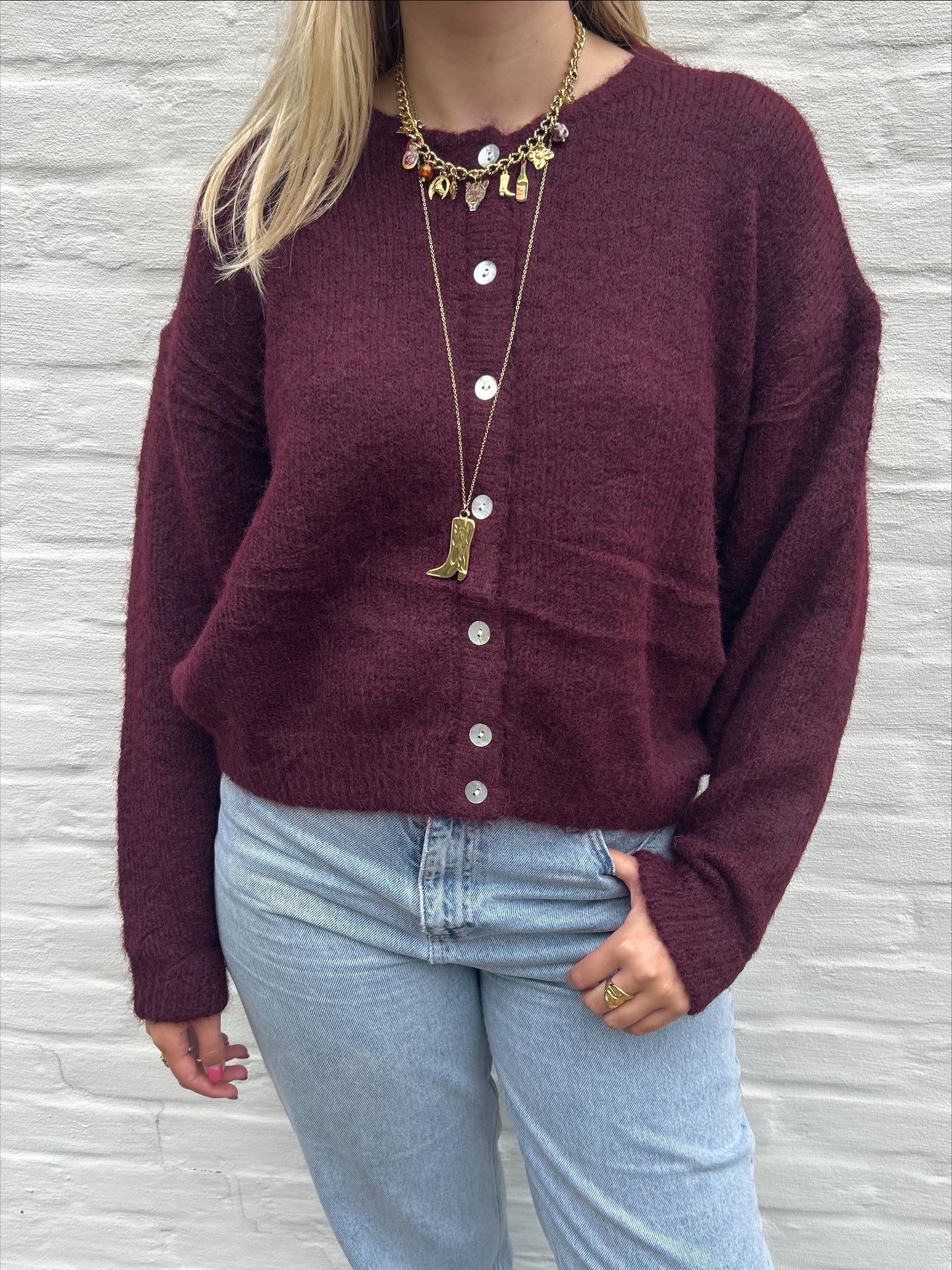 Knitted vestje bordeaux