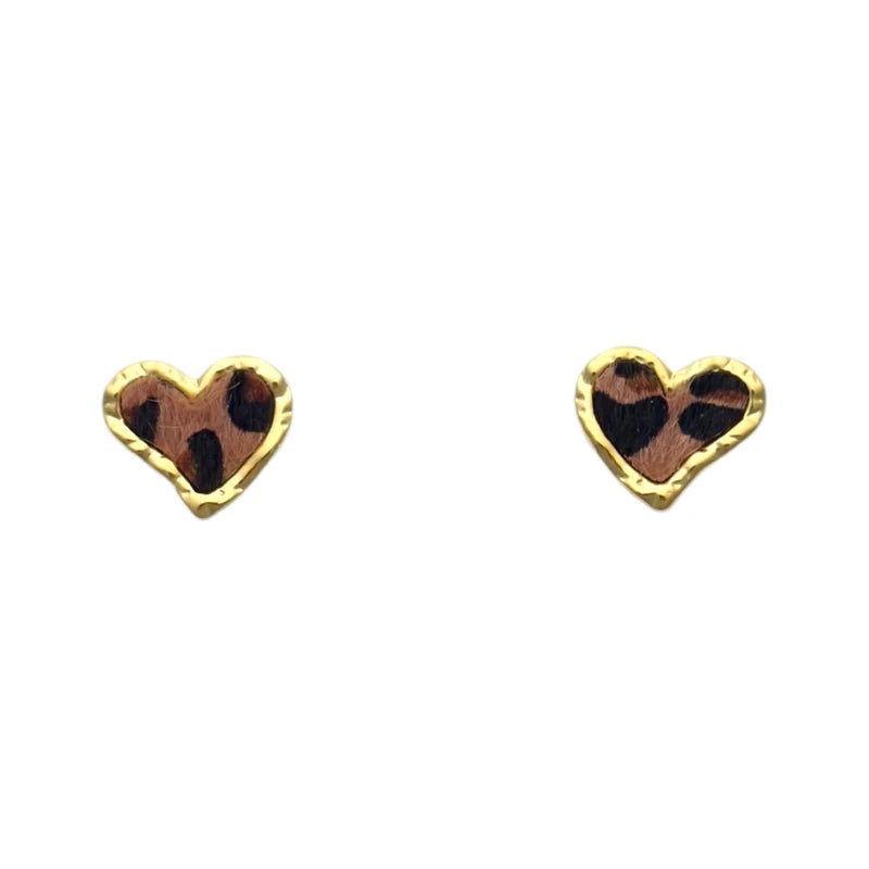 Leopard hearts earrings gold