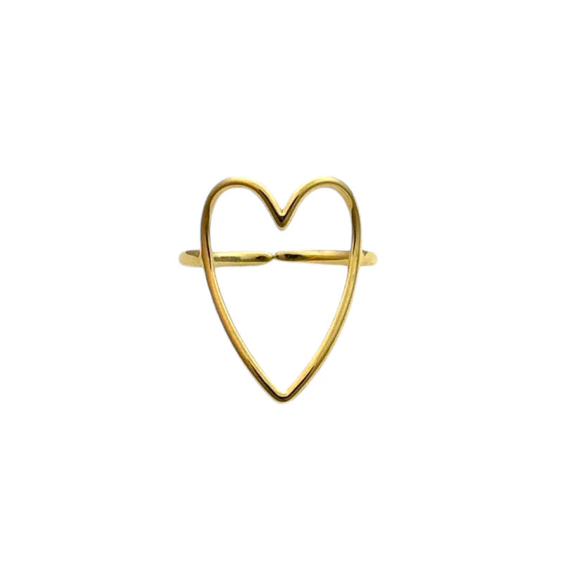 Open heart ring gold
