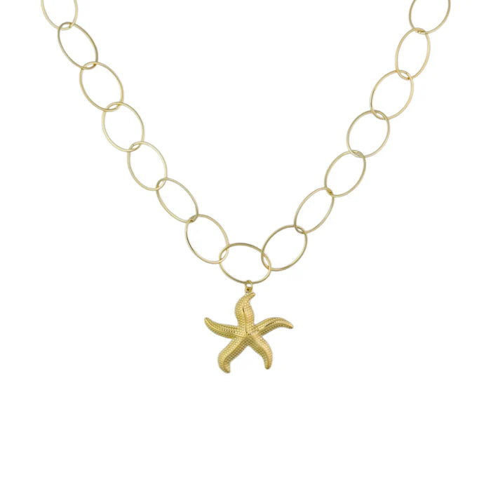 Oval seastar necklace gold