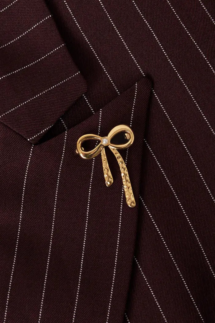 Pearl bow pin gold