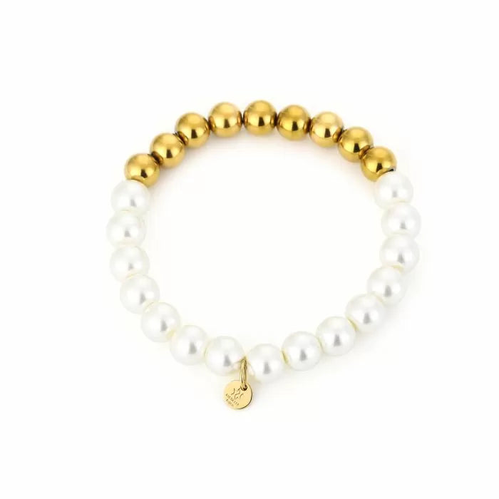 Pearl beads bracelet large gold