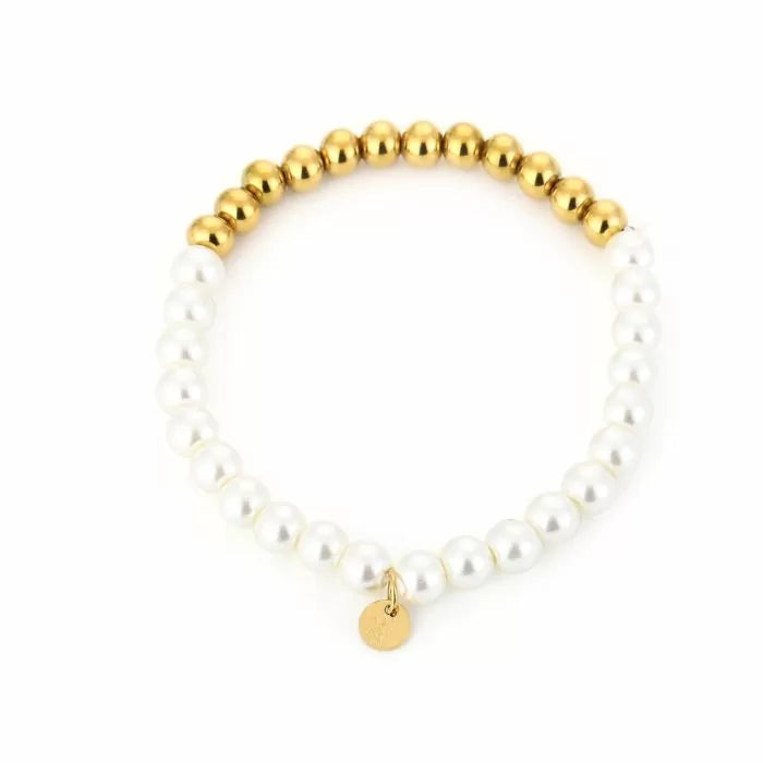 Pearl beads bracelet medium gold