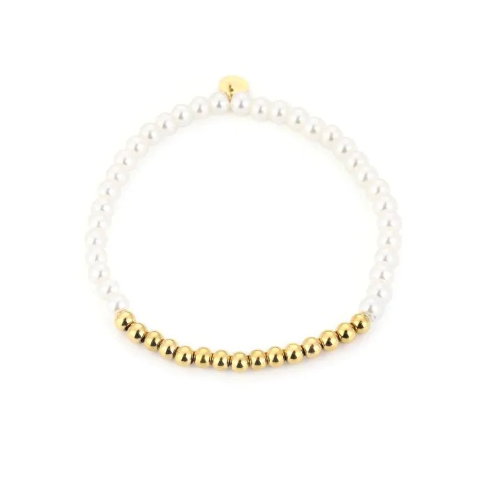 Pearl beads bracelet small gold