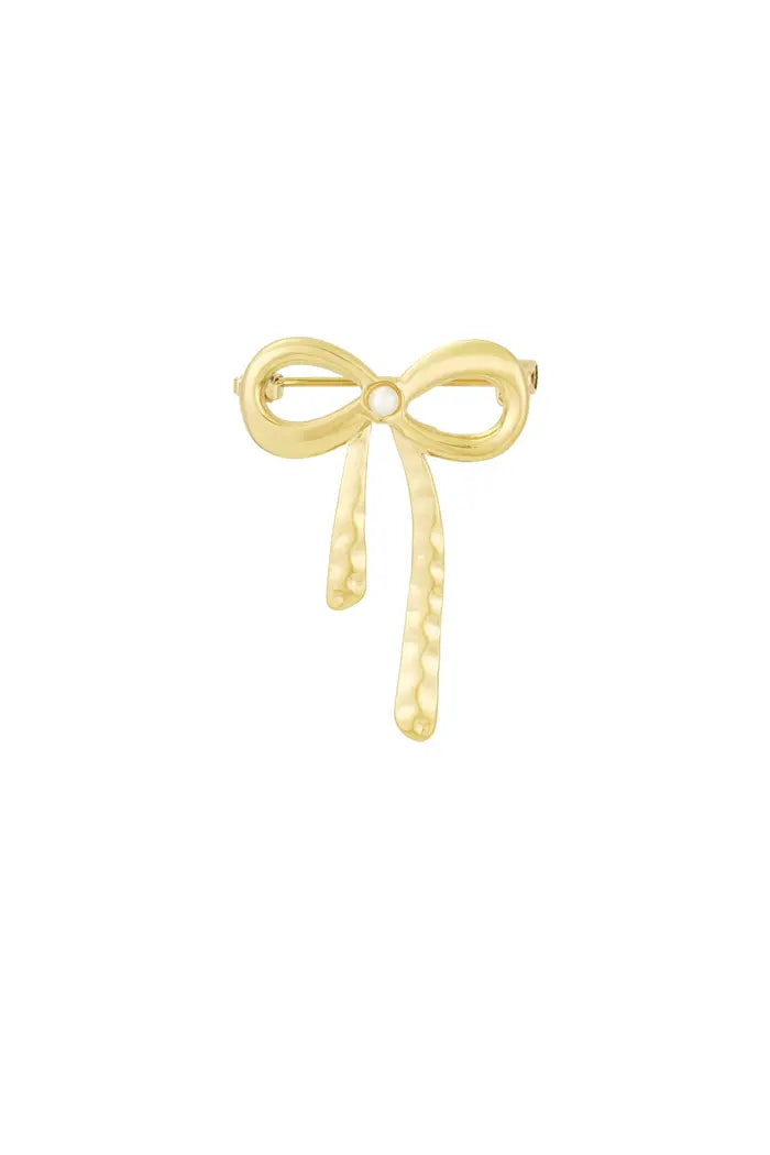 Pearl bow pin gold