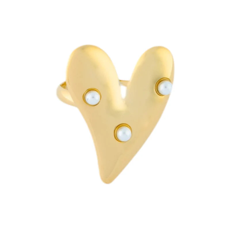 Pearl love ring gold