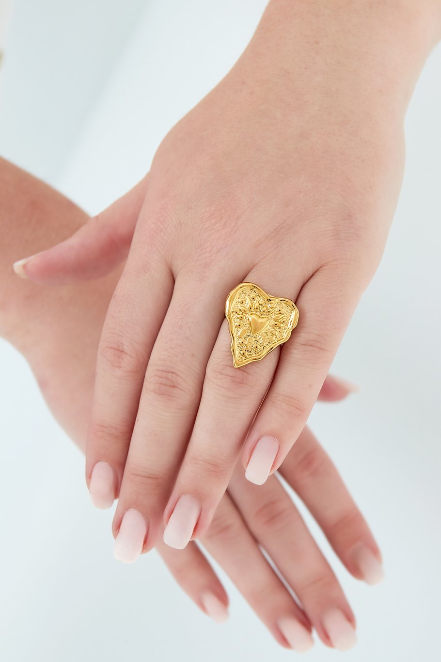 Ring wrinkle heart silver