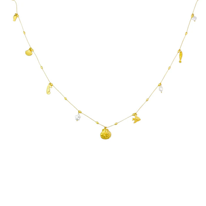 Seastar charm necklace long gold