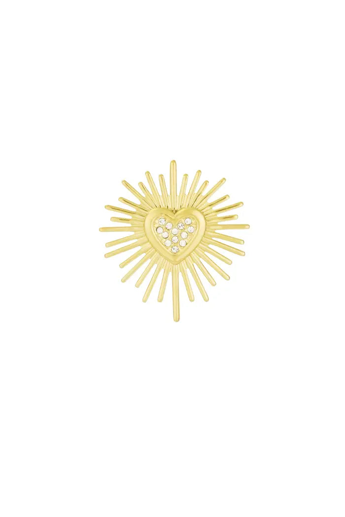 Sparkling heart pin gold