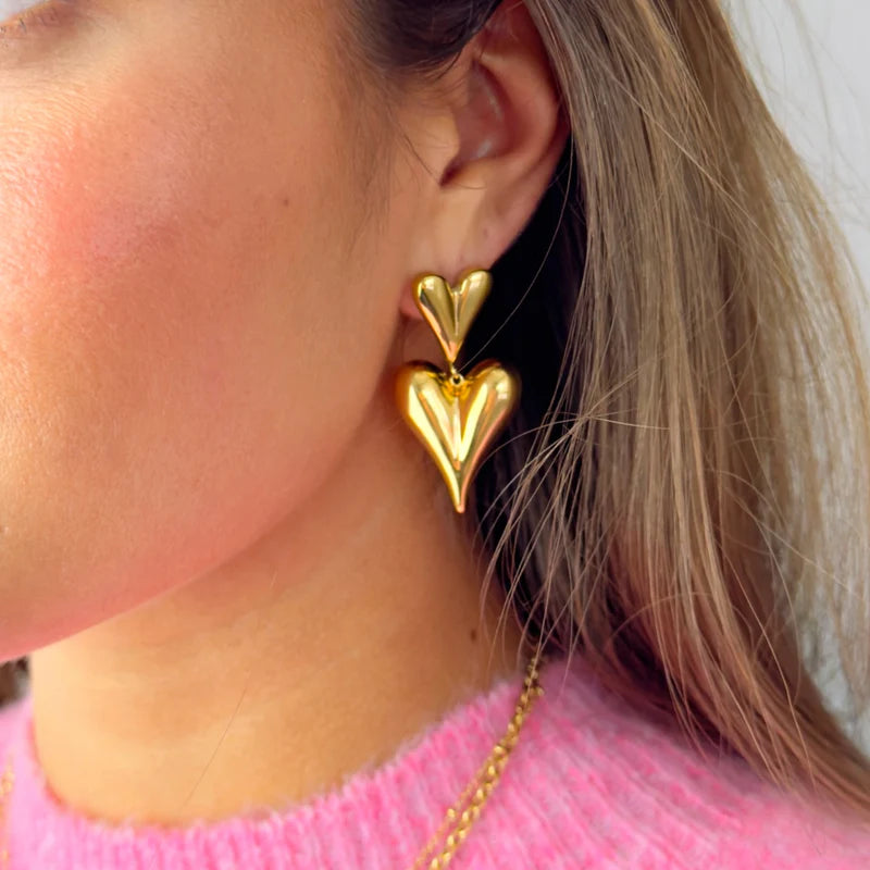 Spikey hearts earrings gold aan