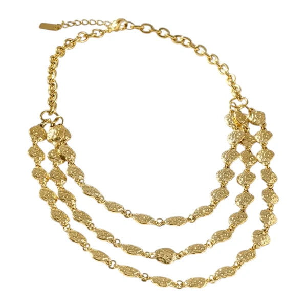 Triple dots layered necklace gold