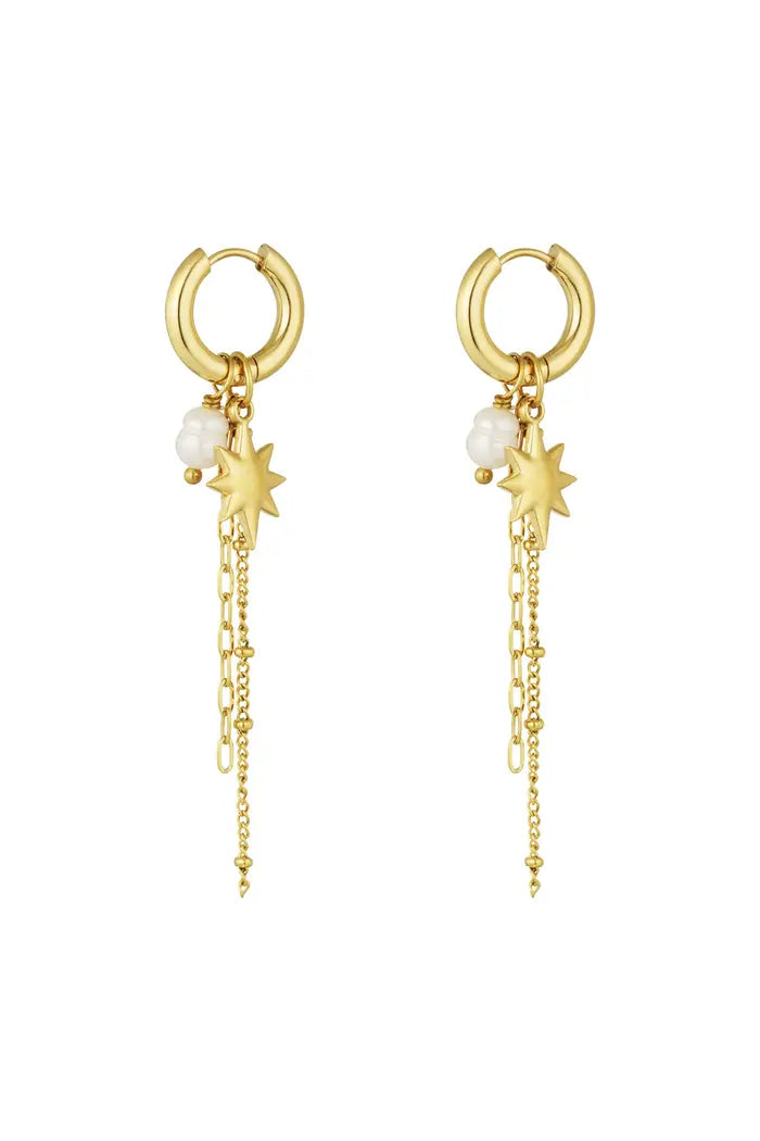Starry night earrings gold