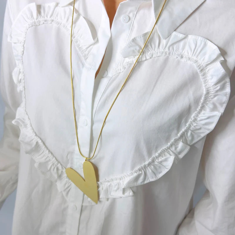 Statement big heart necklace gold