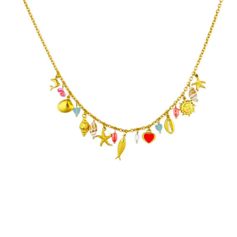 Tropical charm necklace gold