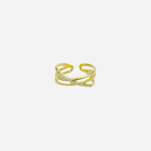 Twisted stras ring gold