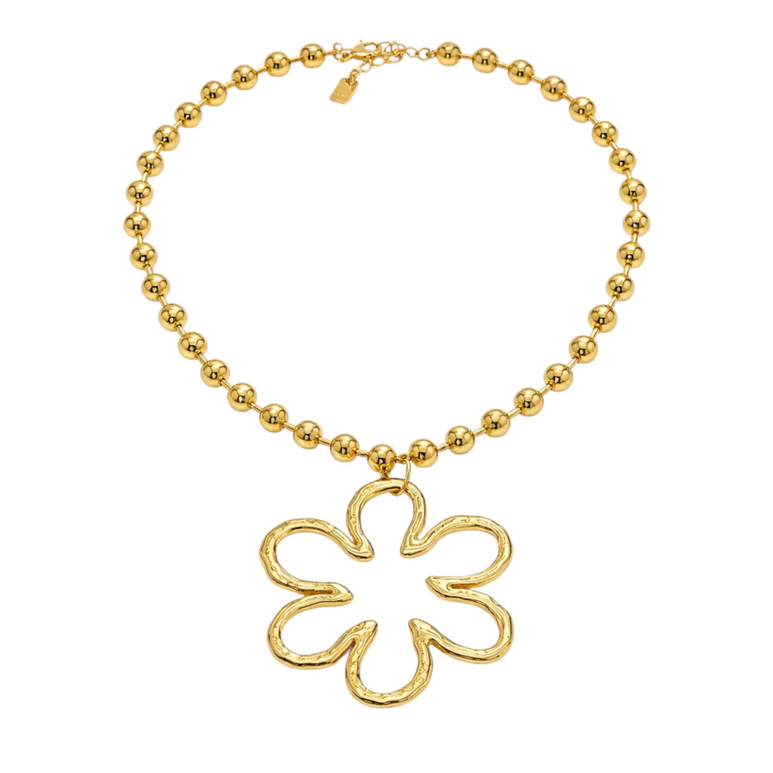 Statement flower beads necklace gold