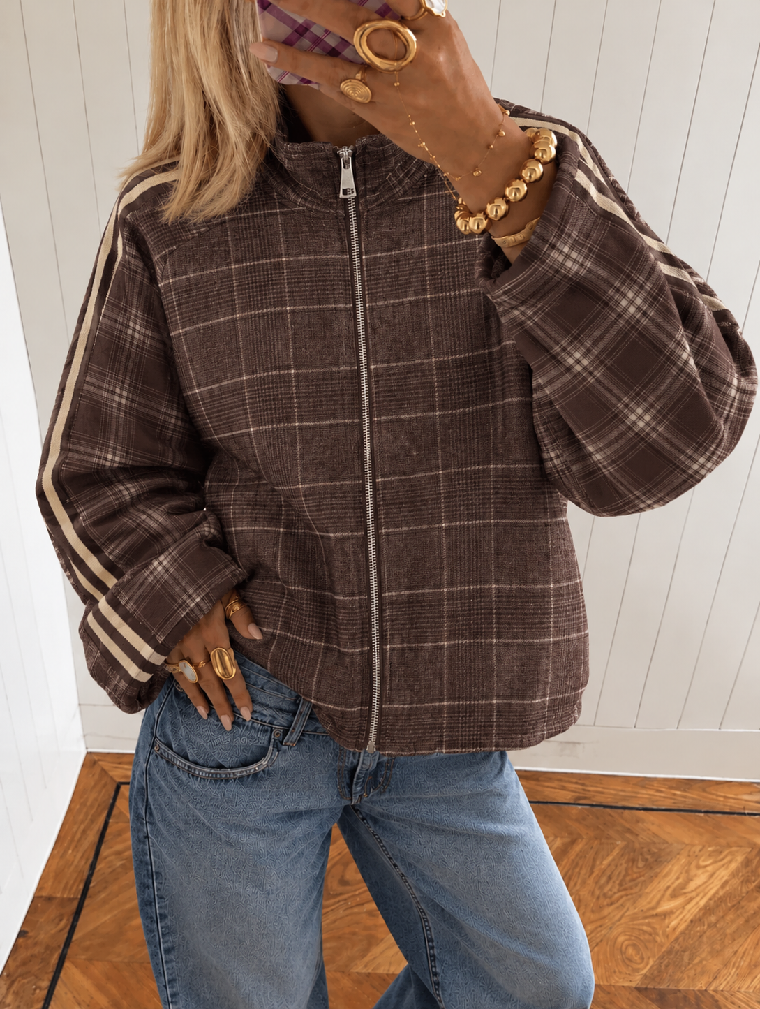 Checked vest brown
