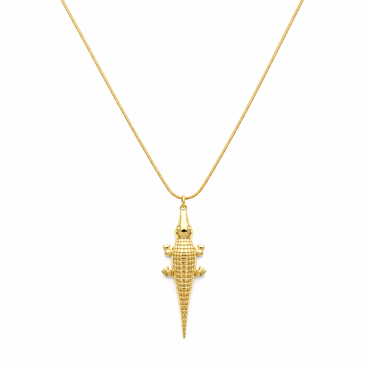 Croco necklace long gold