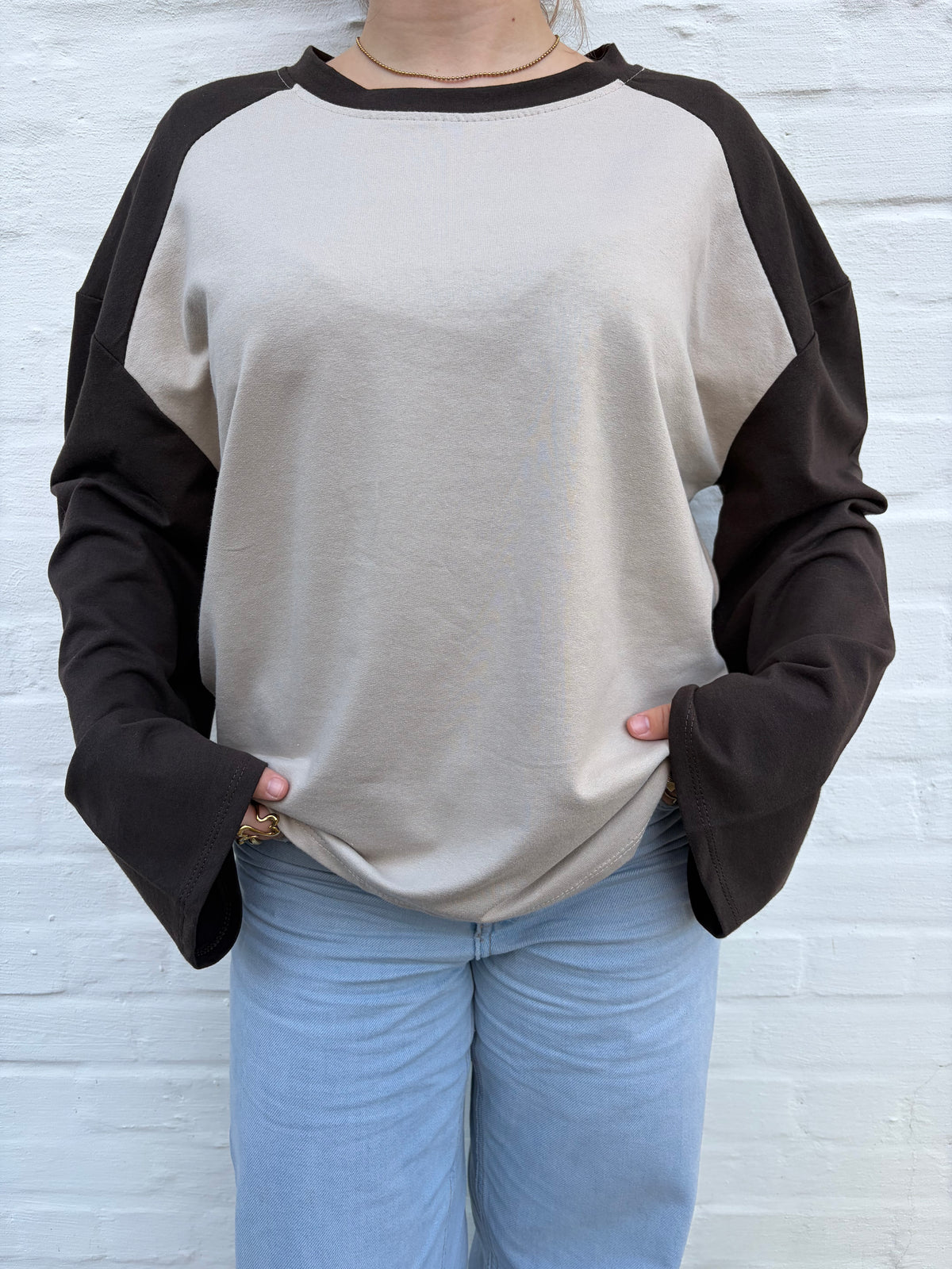 Baseball longsleeve beige/brown