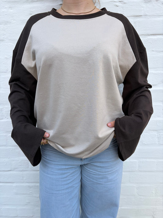 Baseball longsleeve beige/brown