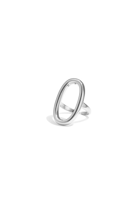 Open oval ring silver