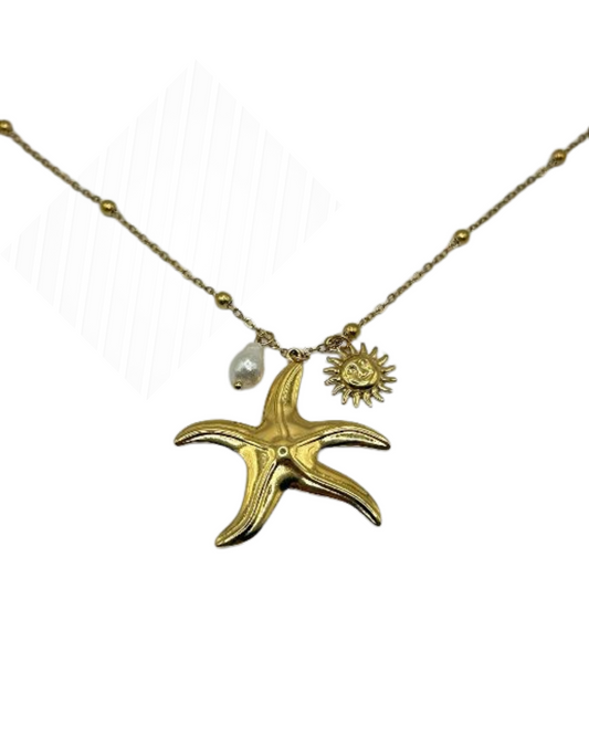 Sunny seastar necklace long gold