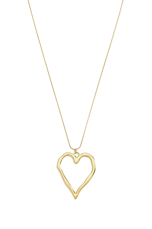 Open heart necklace long gold