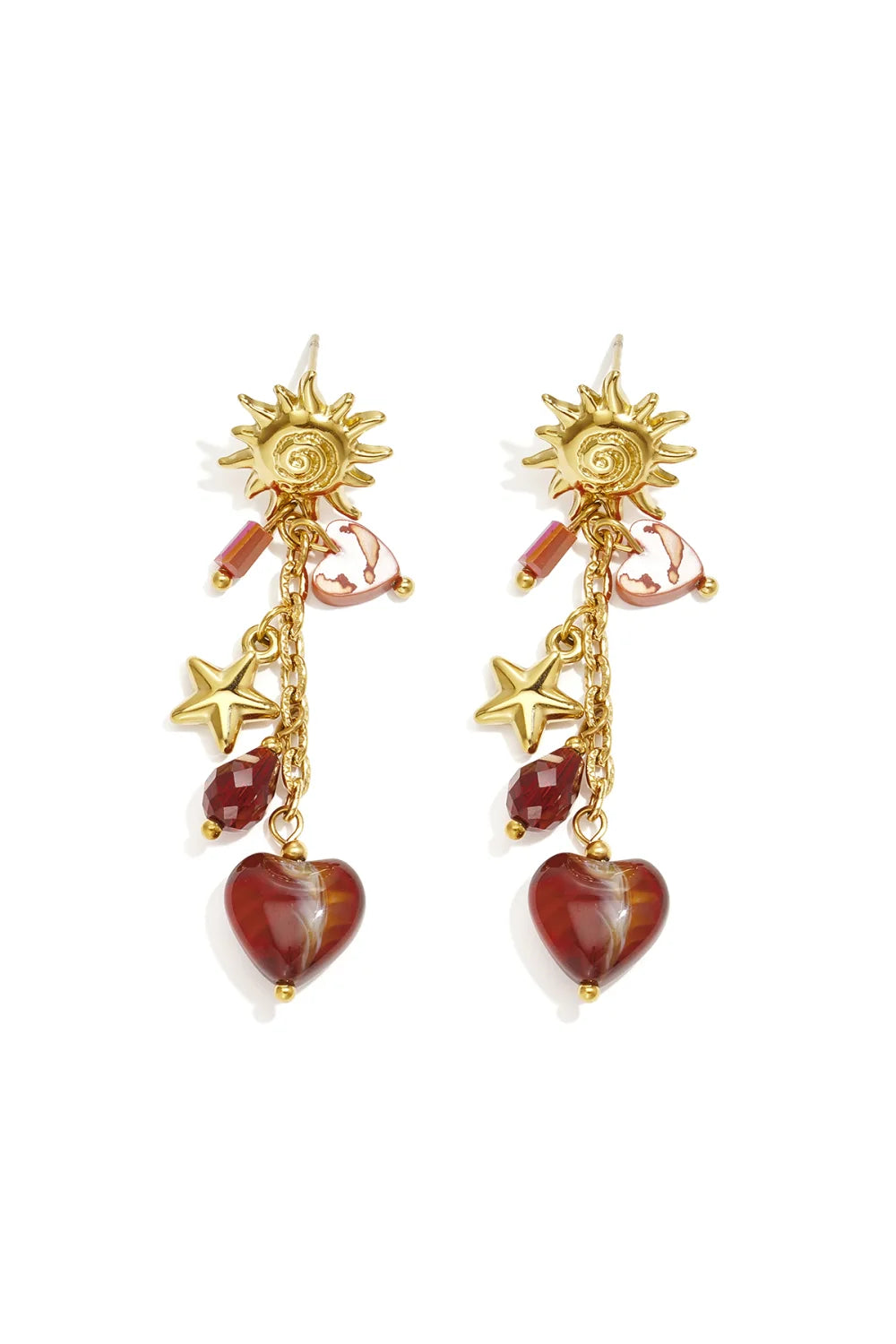 Dangle earrings heart bordaux
