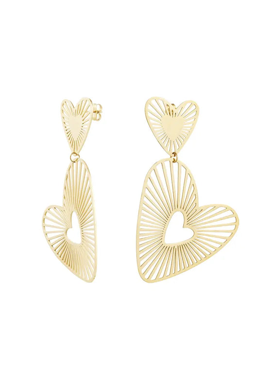 Double heart earrings gold