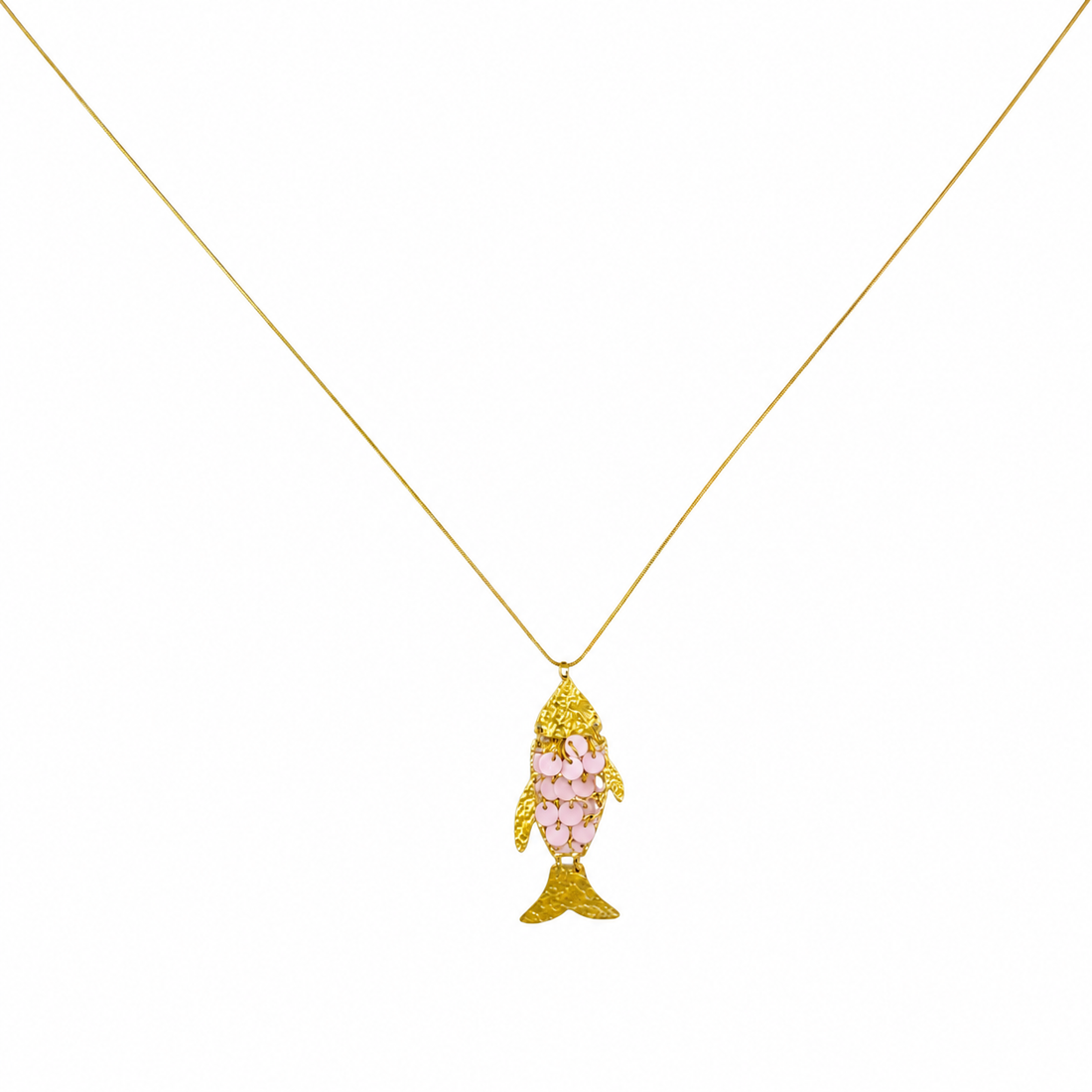 Koi necklace long pink