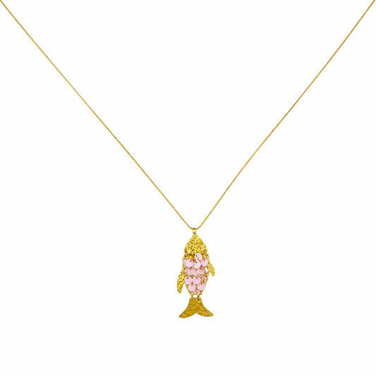 Koi necklace long pink