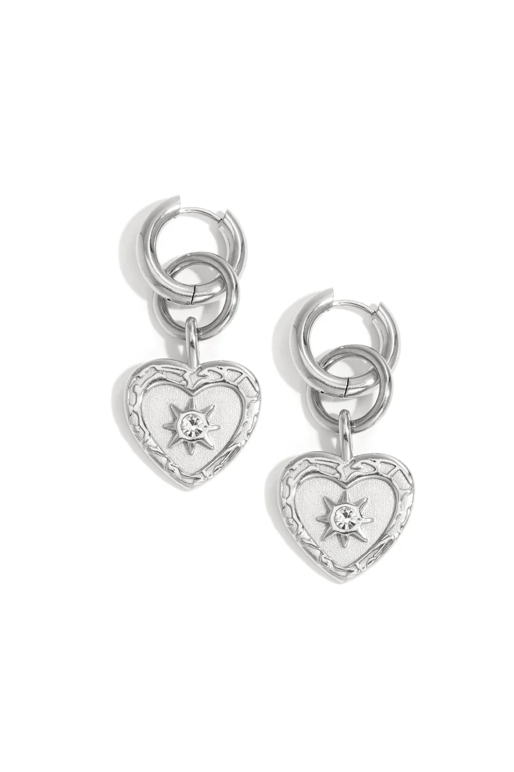 Earring drop heart silver