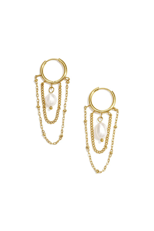 Earring dangle chain gold