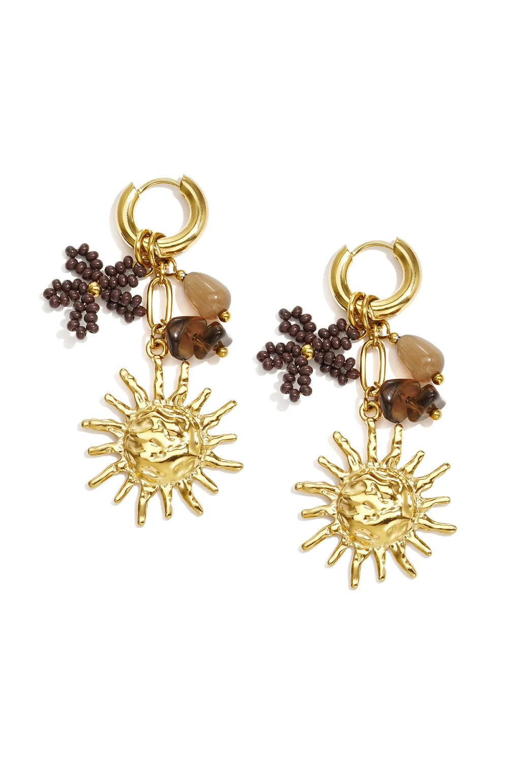 Earring dangle sun brown