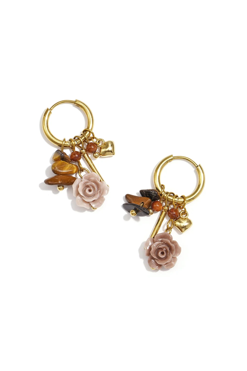 Earring drop flower gold