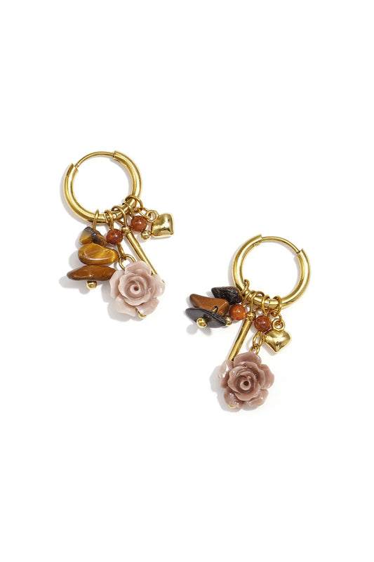 Earring drop flower gold
