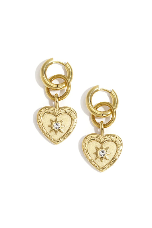Earring drop heart gold