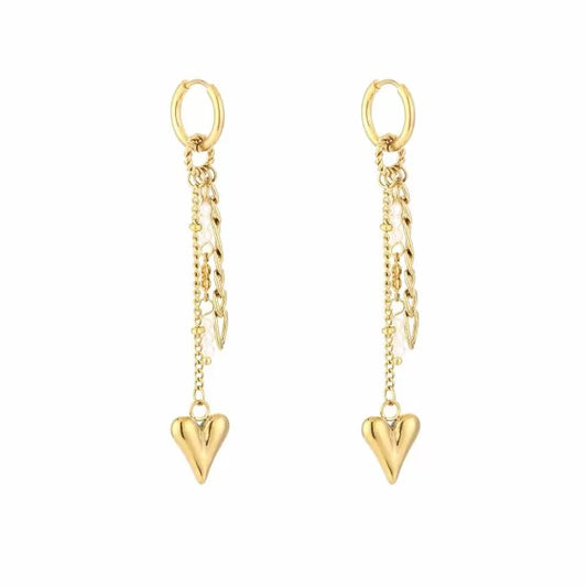 Earring hanging heart gold