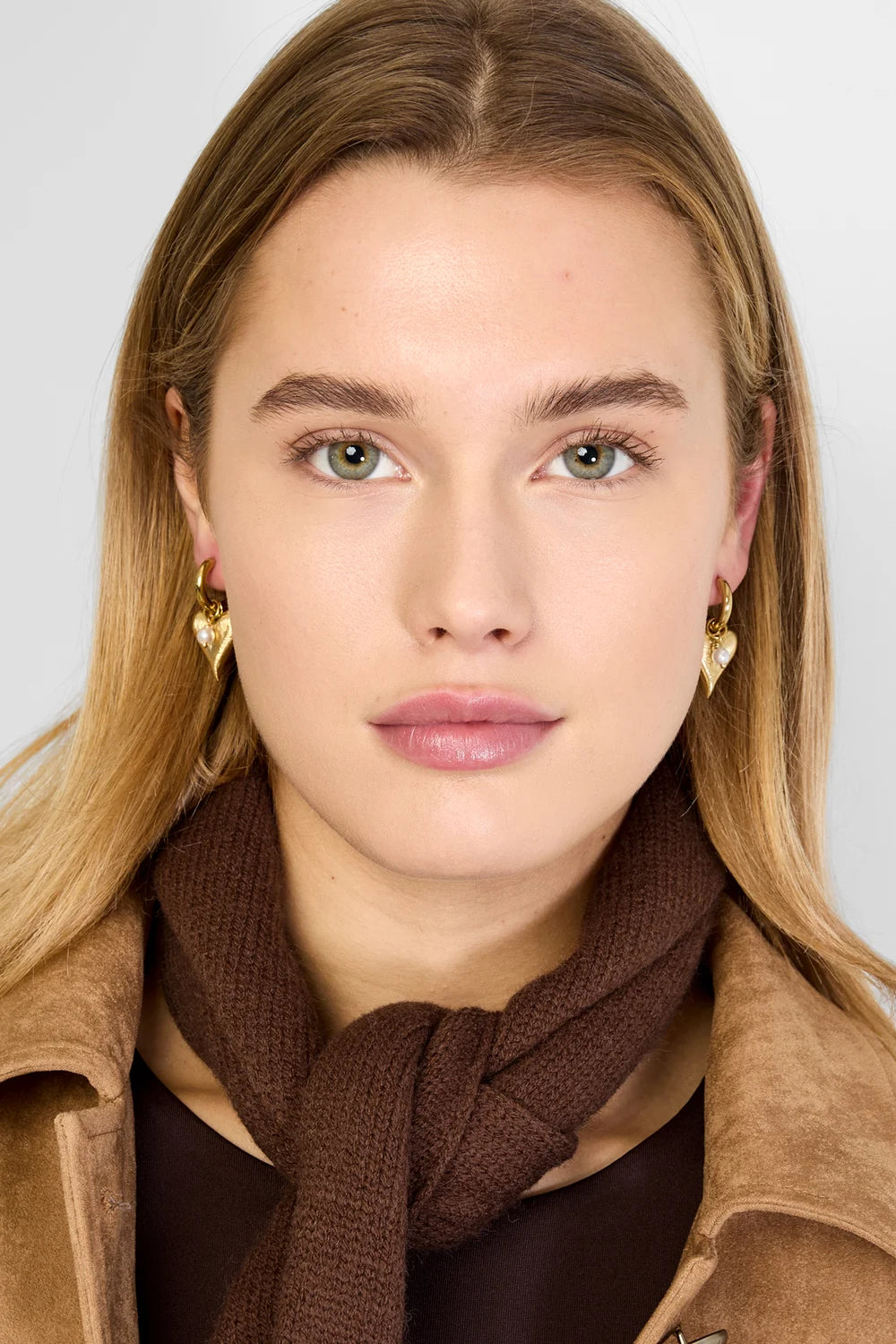 Earring heart & pearl silver