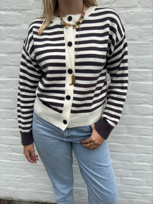 Comfy vestje gestreept bruin