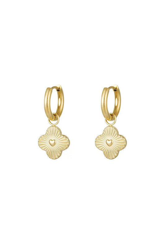 Heart clover earrings gold