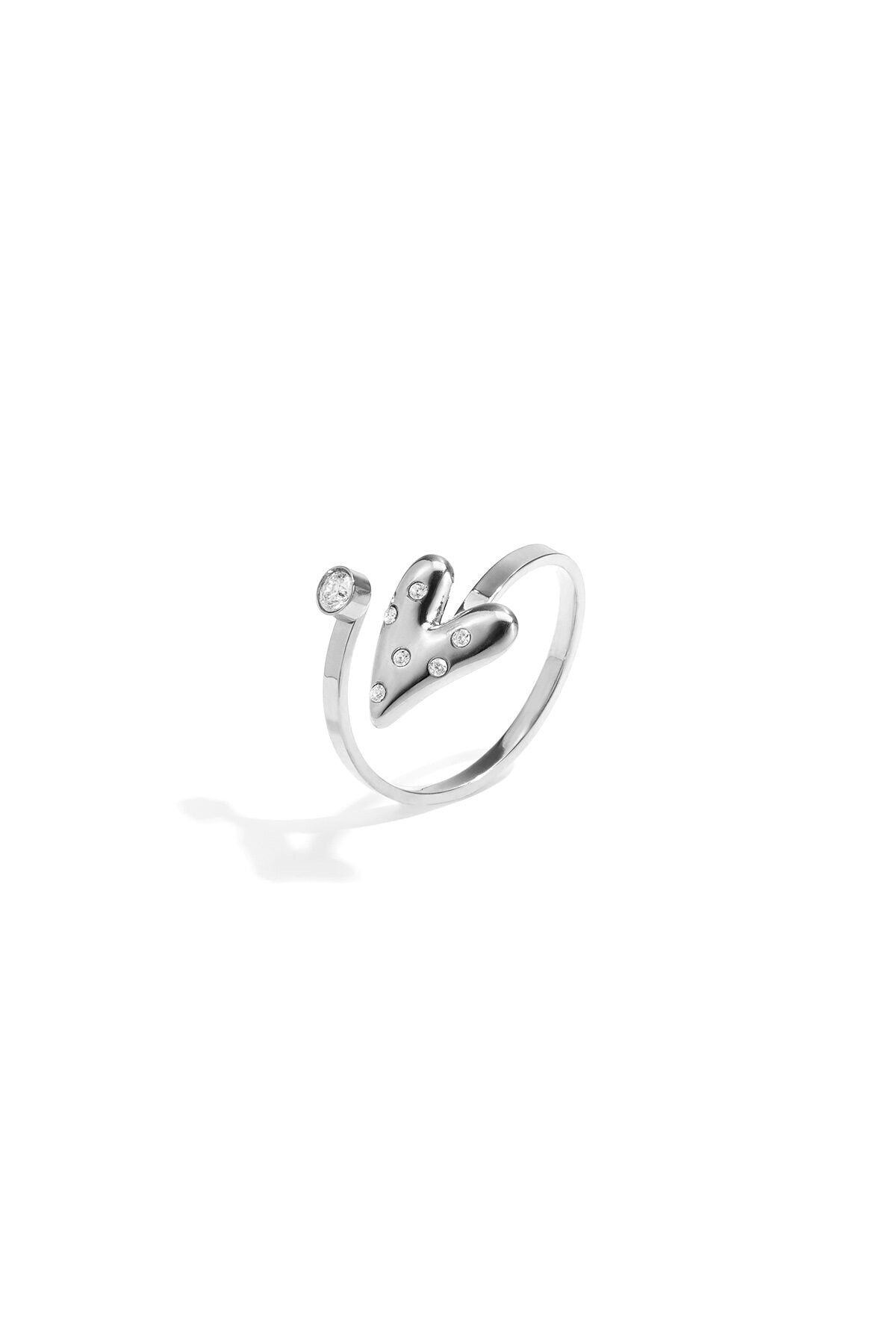Diamond heart ring silver