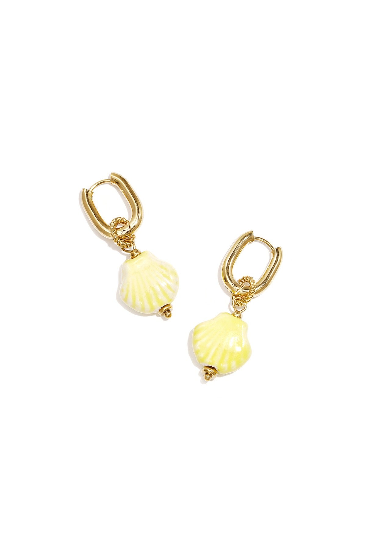 Yellow shell earrings gold