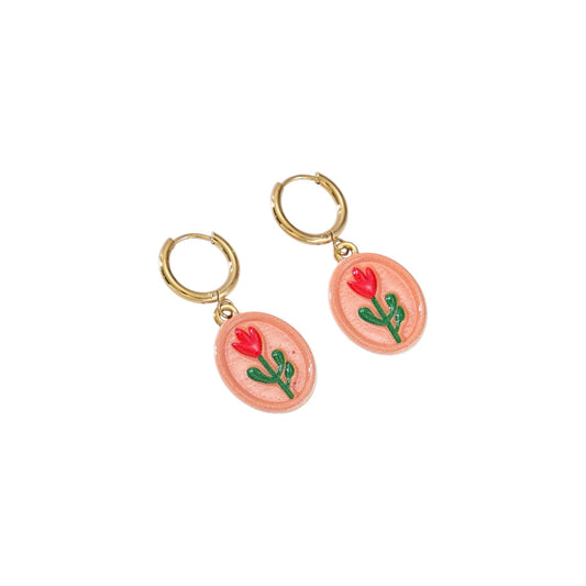 Flora hanger earrings gold